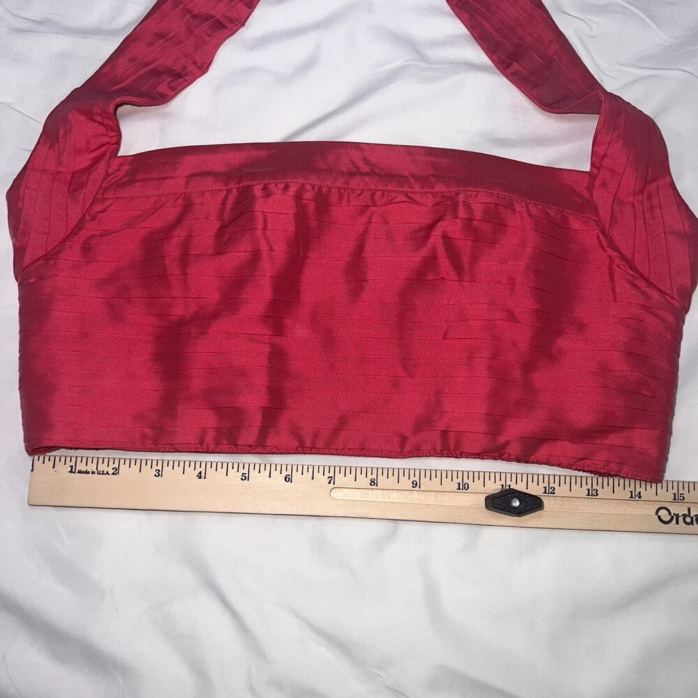 BHLDN Georgia Halter Top Size M Pink Raspberry Sorbet Pleated Cropped Formal NWT - Picture 7 of 11